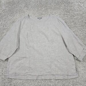 Habitat Clothes To Live In Linen Cotton Top Women XXL Gray Coastal Beach